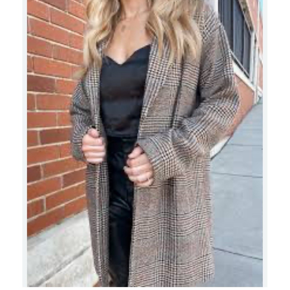 NWT Altar'd State Plaid Collared Longline Blazer Jacket Casual Chic‎ Size L